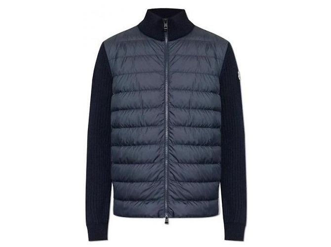 Moncler Gesteppter Wollcardigan mit Reißverschluss