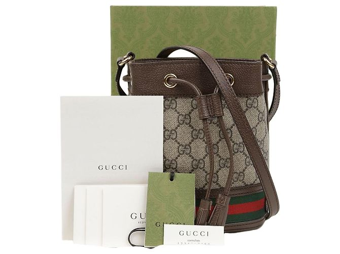 Gucci Mini Borsa Secchiello Ophidia GG Marrone