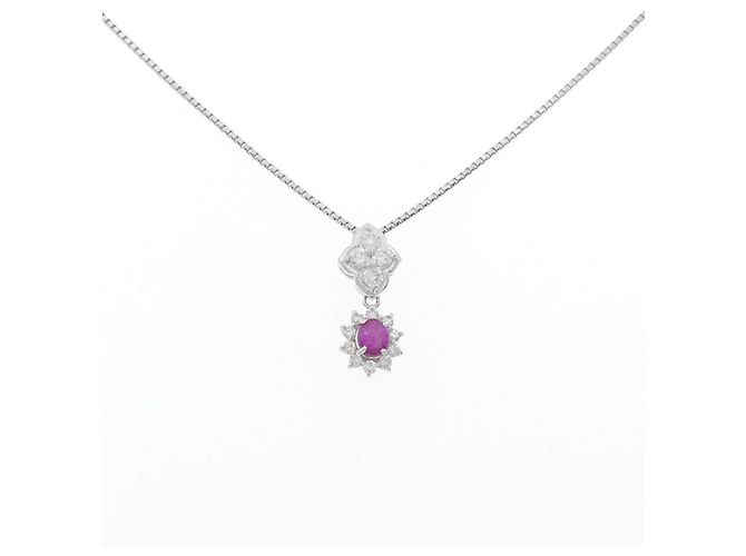 Autre Marque Colar Platinum Star Ruby Diamond