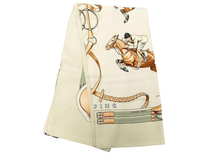 Hermès Brown Jumping Silk Scarf 90
