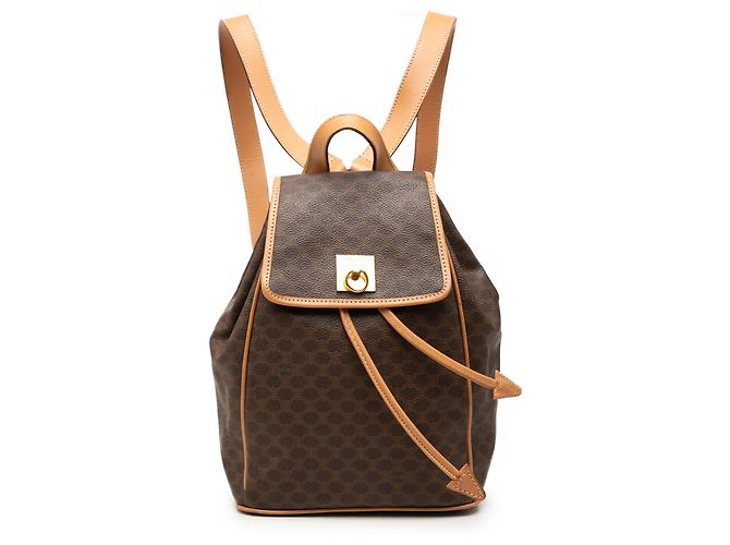 Céline Celine Brown Macadam Coated Canvas Backpack