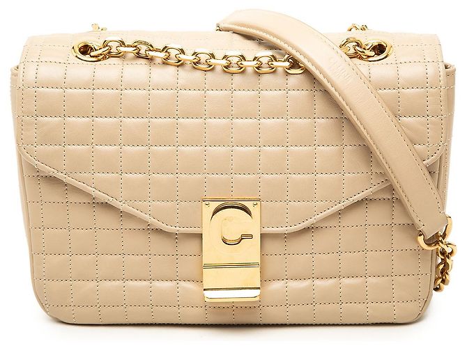 Céline Bolsa Celine C Bag Medium em couro de bezerro acolchoado Marrom