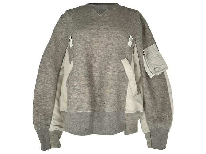 Sudadera con paneles Sacai en algodón gris