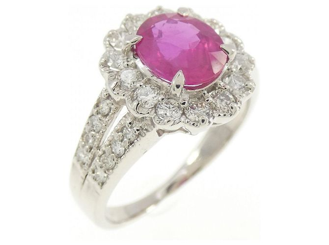 Autre Marque Bague en PT900 Rubis et Diamants