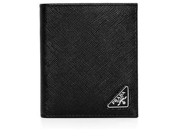 Prada Saffiano Triangle Logo Compact Wallet