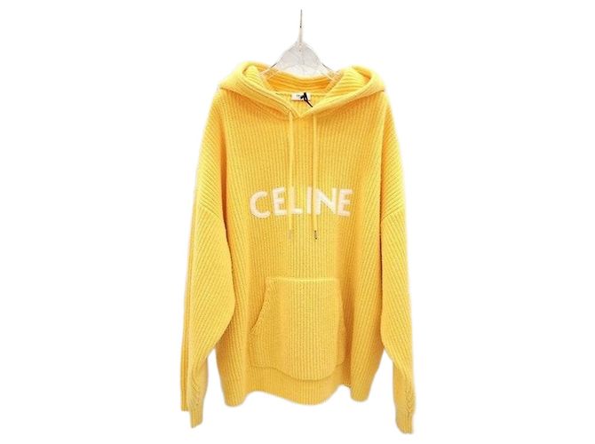 Céline Gerippter Wollpullover mit Kapuze
