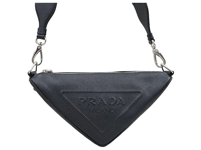 Prada Bolsa de Ombro Triangle em Couro Saffiano