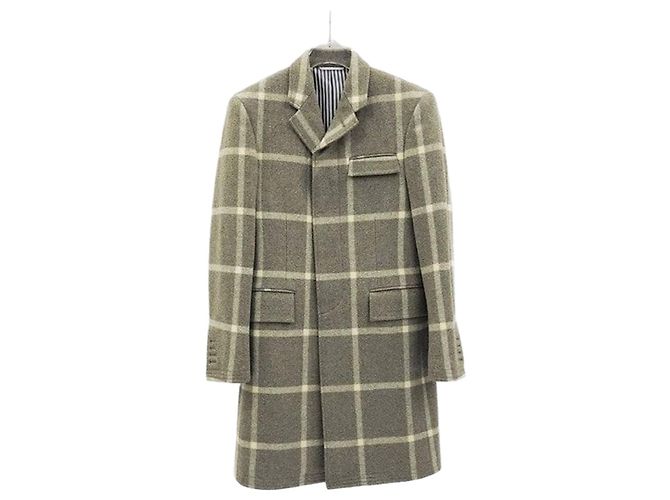 Thom Browne Check Pattern Single Chesterfield Wool Coat