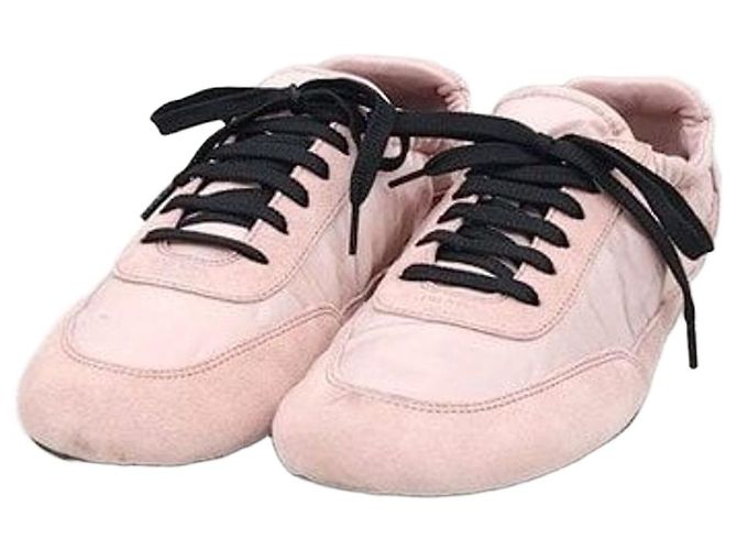 Prada Collapsing Re-Nylon Suede Pink Sneaker