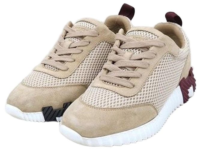 Hermès Baskets Bouncing en mesh beige