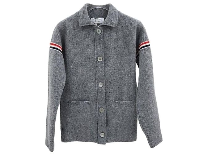 Thom Browne Work Jacket aus Loopback-Wolle, Kaschmir und Baumwolle - Hellgrau
