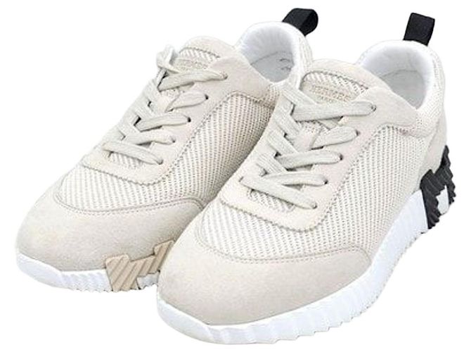 Hermès Baskets Bouncing en mesh et daim