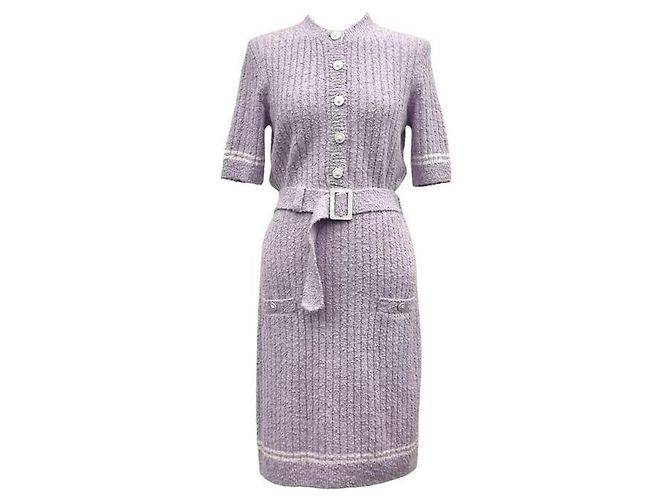 Chanel Strickkleid mit Gürtel Helllila