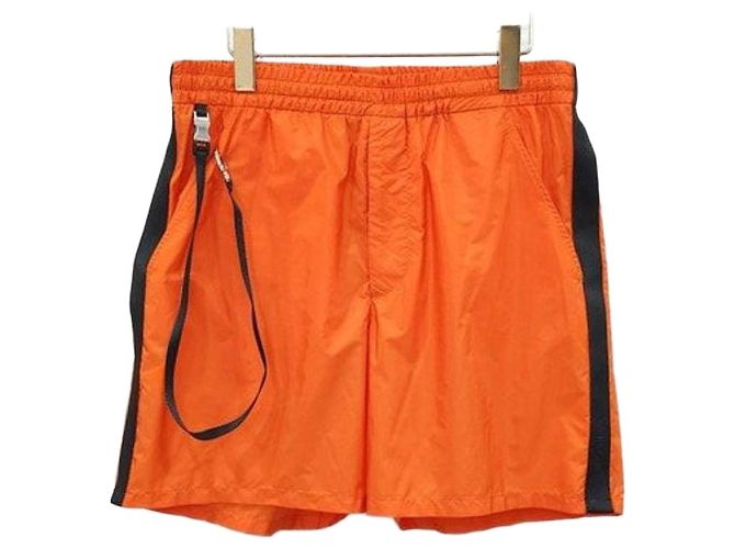 Prada Orange Triangle Logo Nylon Shorts