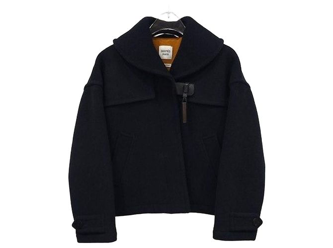 Hermès Navy Wool Half Coat