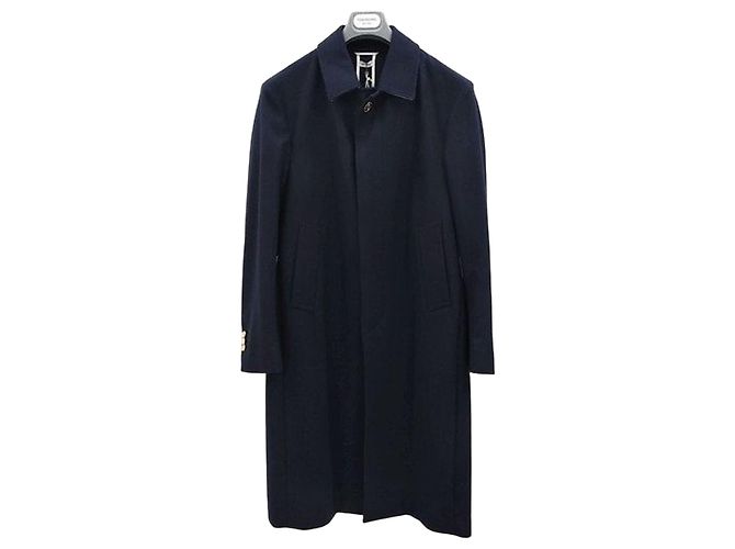 Thom Browne Single Breasted Three Stripe Wool Coat