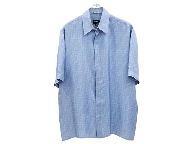 Fendi Pattern Light Blue Silk Shirt