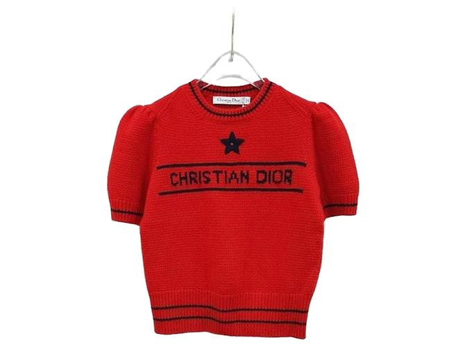 Dior Roter Kaschmir-Wollpullover Strick