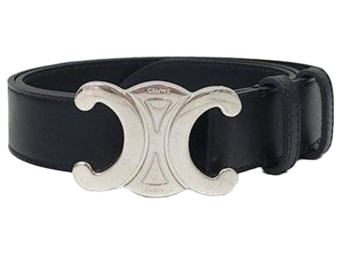 Cinturón Hermès Triomphe 85 de piel de becerro plata