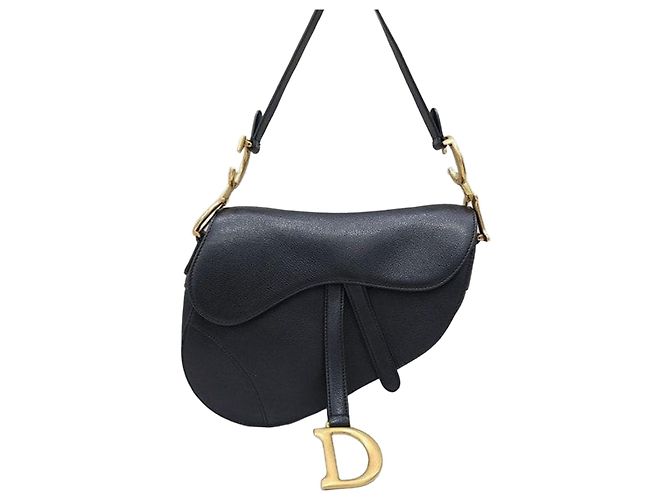 Dior Bolsa Saddle Strap em couro preto