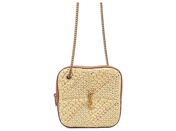 Autre Marque Bolsa Raffia Jamie Cube Chain Bag
