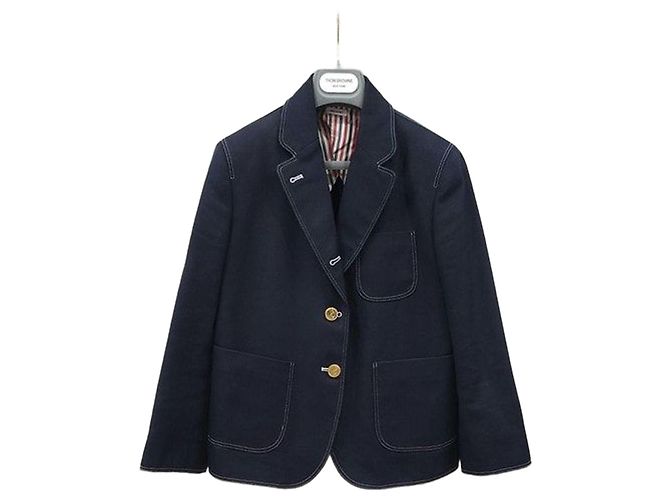 Thom Browne Cotton Canvas Cropped Patch Jacket