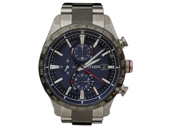 Autre Marque Eco-Drive Quartz Titanium Blue Dial