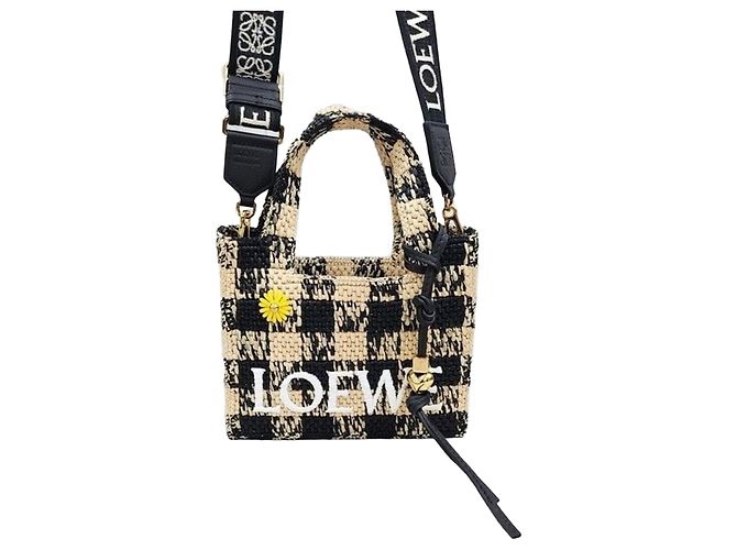 Loewe Raffia Check Mini Tote Bag
