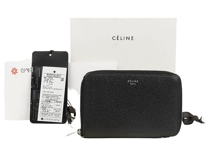 Céline Medium Zipper Round Compact Wallet Midnight