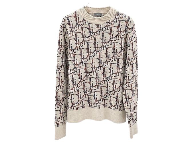 Dior Pull en maille jacquard Oblique beige