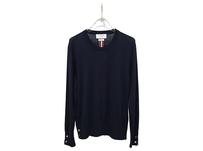 Thom Browne Navy Striped Wool Knit