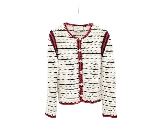 Gucci Gestreifter Perlen-Cardigan