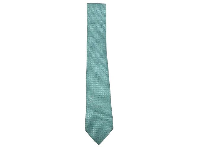 Hermès Corbata de seda con estampado verde