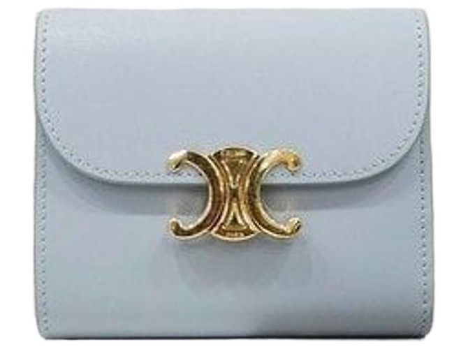 Céline Triomphe Small Flap Wallet Ice Blue