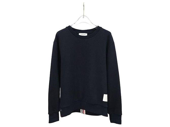 Thom Browne Navy Back Logo Three Stripes Sweatshirt