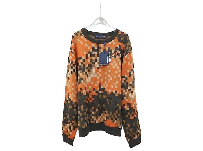 Louis Vuitton Jacquard-Strickpullover Rundhals Orange XL