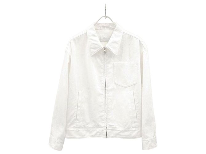 Prada White Logo Denim Zip-Up Jacket