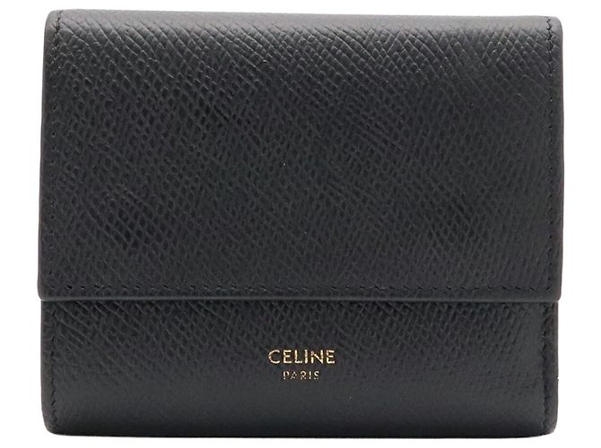 Céline Celine Small Trifold Wallet - Black Leather