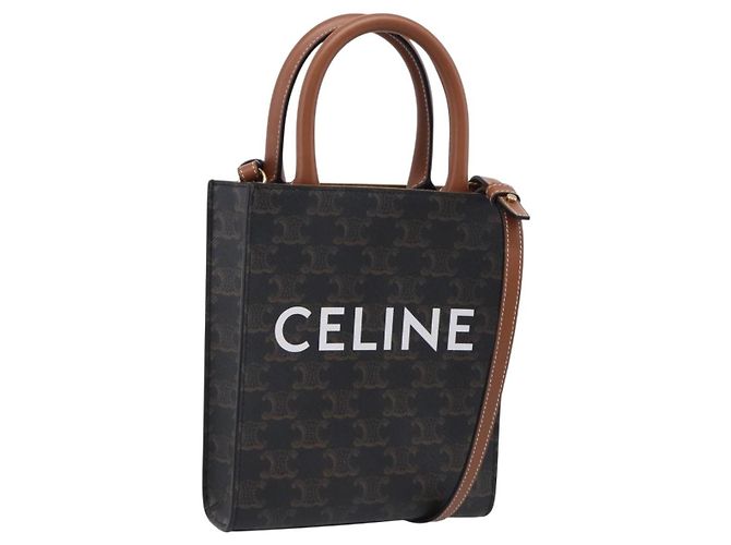 Céline Celine Vertical Cabas Triomphe Coated Canvas Mini
