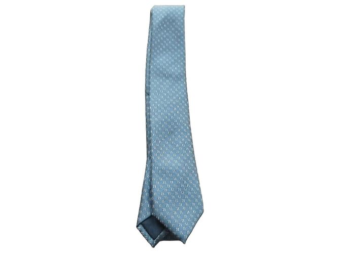 Hermès Blue Silk Tie with H Monogram Pattern