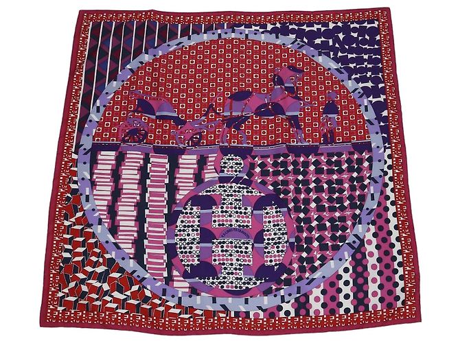Hermès Hermes Multicolor Silk Ex-Libris en Cravates Scarf 90