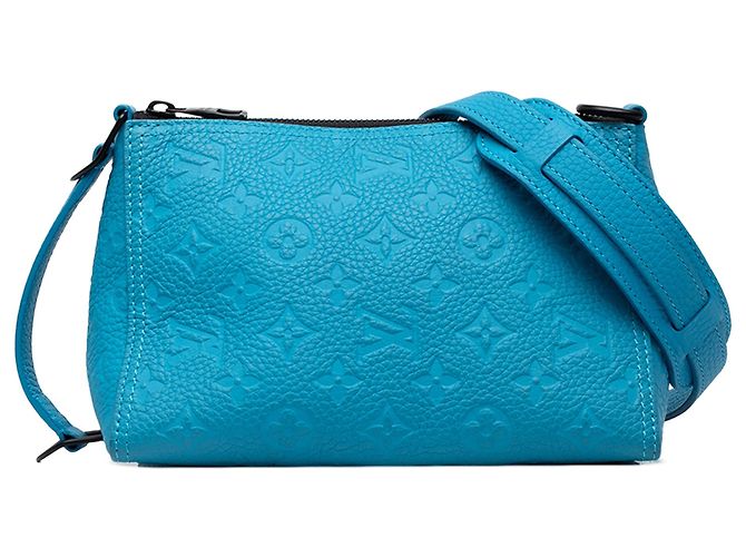 Borsa a tracolla Louis Vuitton Monogram Taurillon Triangle Blu