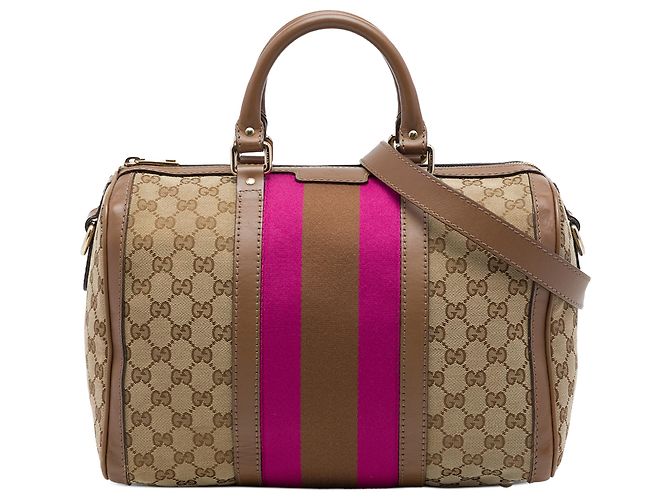 Borsa Boston Gucci Beige Medium GG Canvas Web Joy