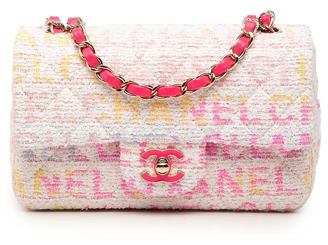 Chanel Mini Rectangular Tweed Single Flap Bianco