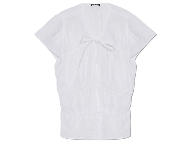 Rag & Bone V-Ausschnitt Top aus Ramie weiß