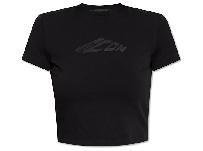 Dsquared2 Logo Pattern Cotton T-shirt Black