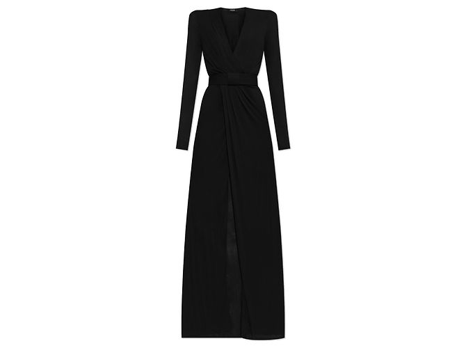 Dsquared2 Schwarzes Maxi Kleid mit Gürtel