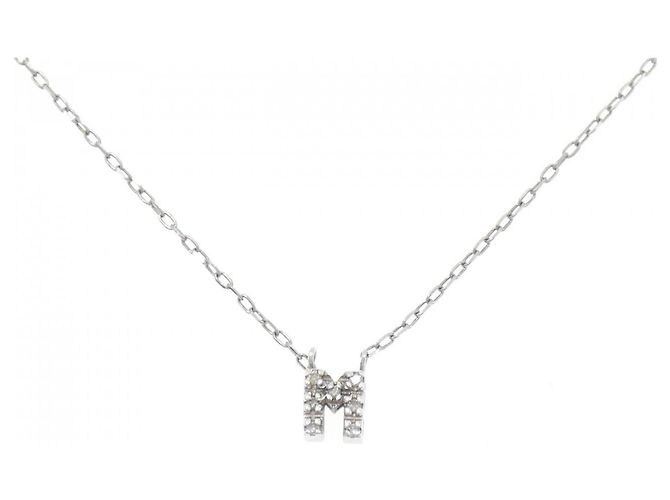 Autre Marque K10 Weißgold Initial M Diamant-Halskette