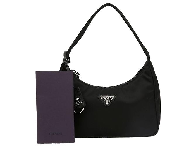Prada Borsa Hobo Mini Re-Edition da donna Nero