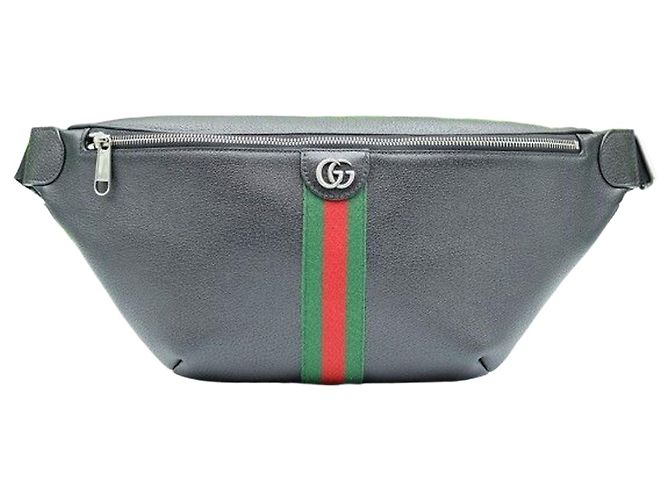 Gucci Black Leather WEB Large Belt Bag